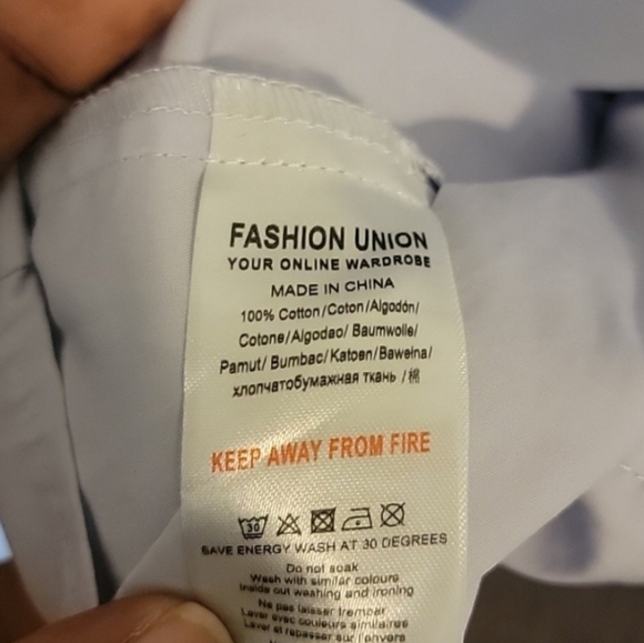 Fashion Union Blue Ruffle Sleeve Cold Shoulder Mini Dress Size 6 Tall NWT - Picture 6 of 7